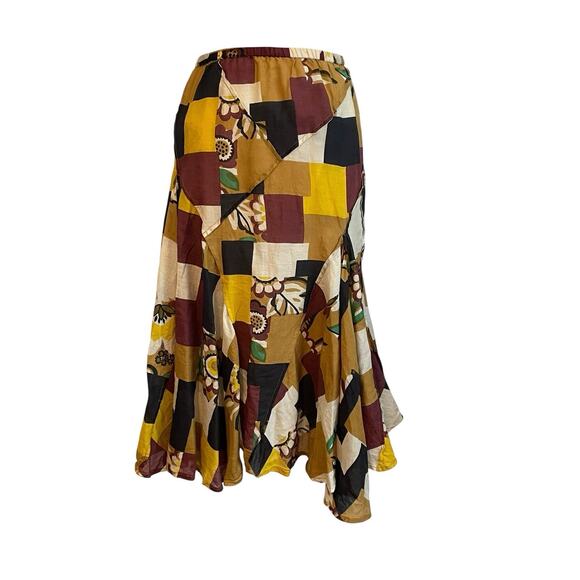 Chelsea & Theodore Boho Skirt Womens Size XL Silk Blend Patchwork Floral Peasant - Picture 1 of 8